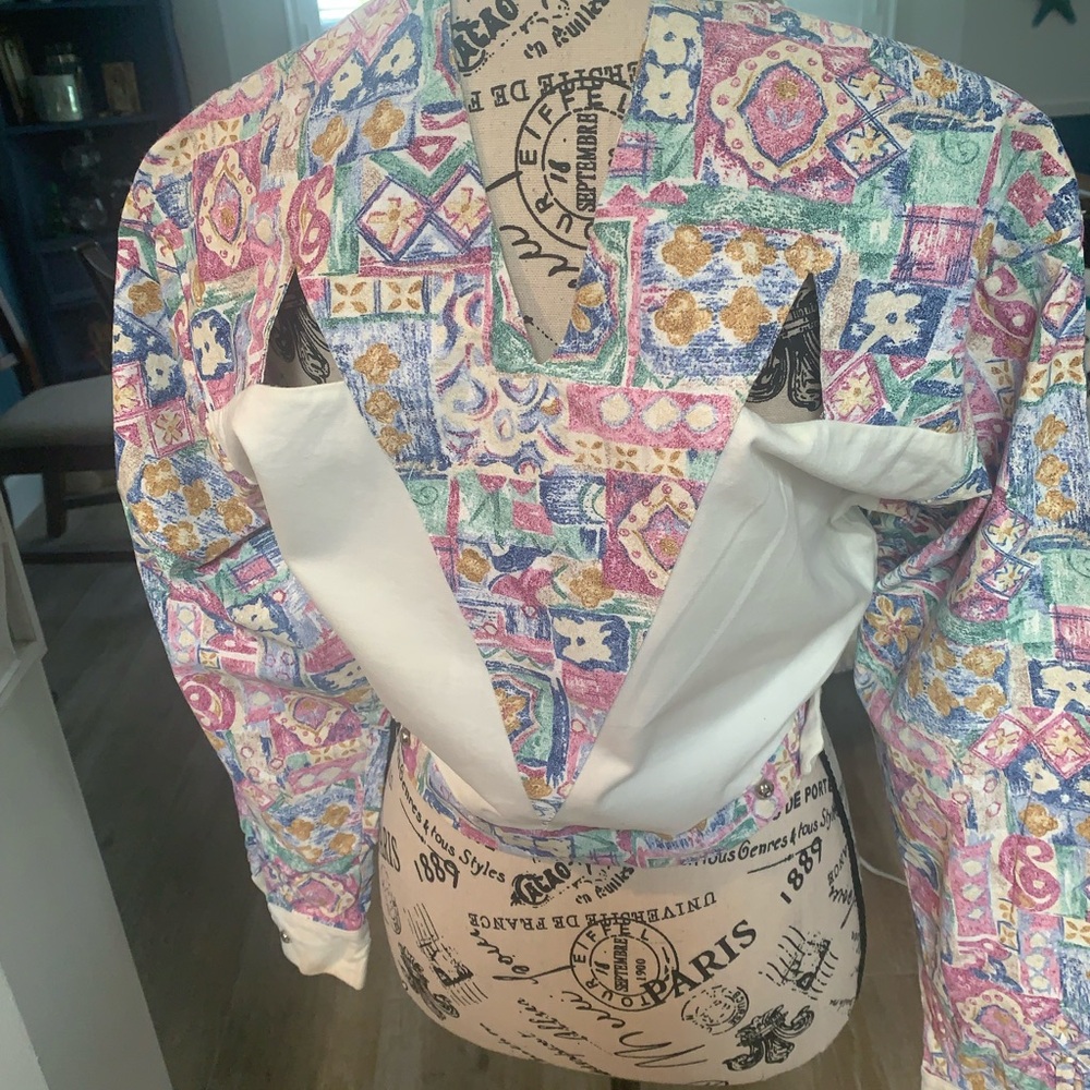 Western Colorful Patterned Button-Up Shirt